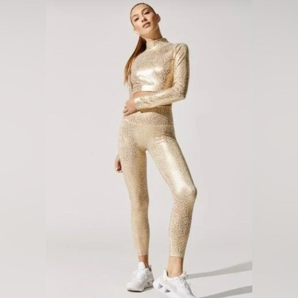 NWOT- Carbon38 Mini Leopards Leggings in Beige & Gold- Women’s Size Small